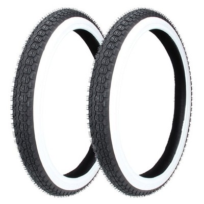 Weißwand Reifen Set 2x 2.25-19 (2 1/4 x 19 - 23 x 2,25) 41J TT für Simson SR2