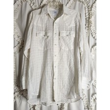 Vintage 1980's Olympics Levi's Pearl Snap Western White Shirt Sz Large