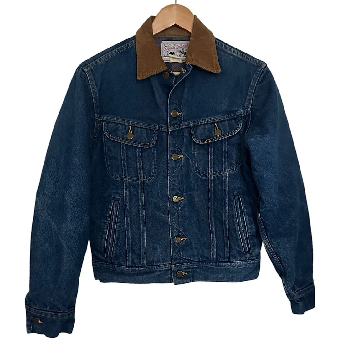 Vintage Lee Storm Rider Denim Jacket Men’s Size 36R Corduroy Collar