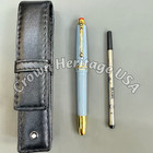 BID MB Meisterstuck 163 RollerballPen Light Blue/Gold Trim w/ Leather Pen Case — photo 3