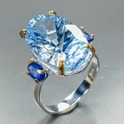 25 ct Natural Blue Topaz Ring 925 Sterling Silver Size 7.5 /R469655
