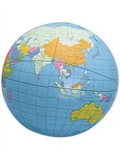 12" Inflatable Globe Printed Beach Ball Toy Decoration