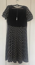 Shein Polka Dot Tea Dress 14 stretch 40s 50s style Sweetheart midi flared