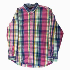 TOMMY HILFIGER PLAID OXFORD PINK/BLUE SHIRT SIZE XL