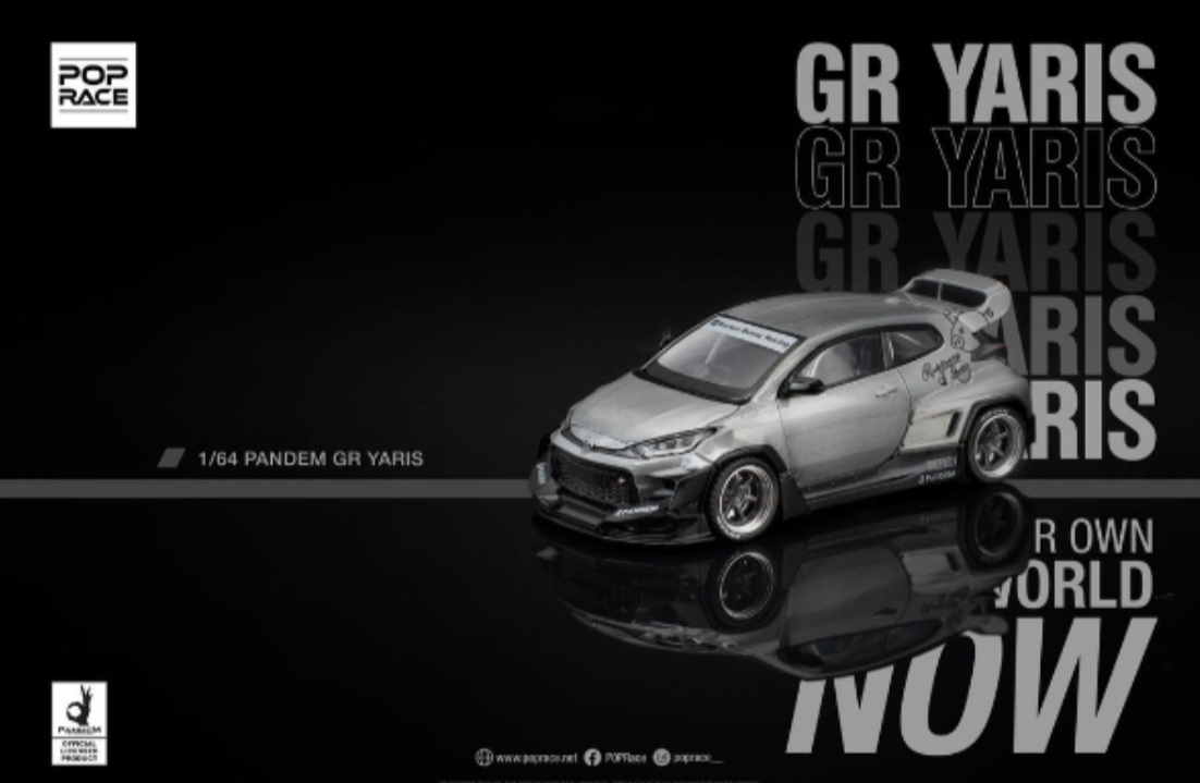 Pop Race 1:64 Pandem Toyota GR Yaris Raw Metal HK ToyCar Salon