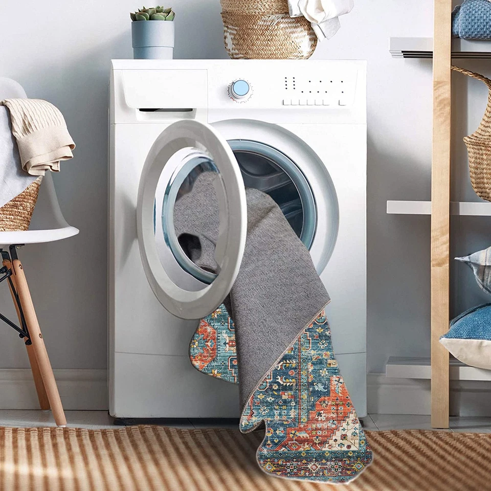 Linon Home Decor Products The Anywhere Washable Rug Beasley Teal & Rust 3' X ... - Image 2 of 4