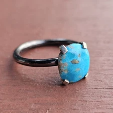 Sioro 925 Sterling Silver Turquoise Ring | Size 8 Natural Gemstone 3.59g Boho