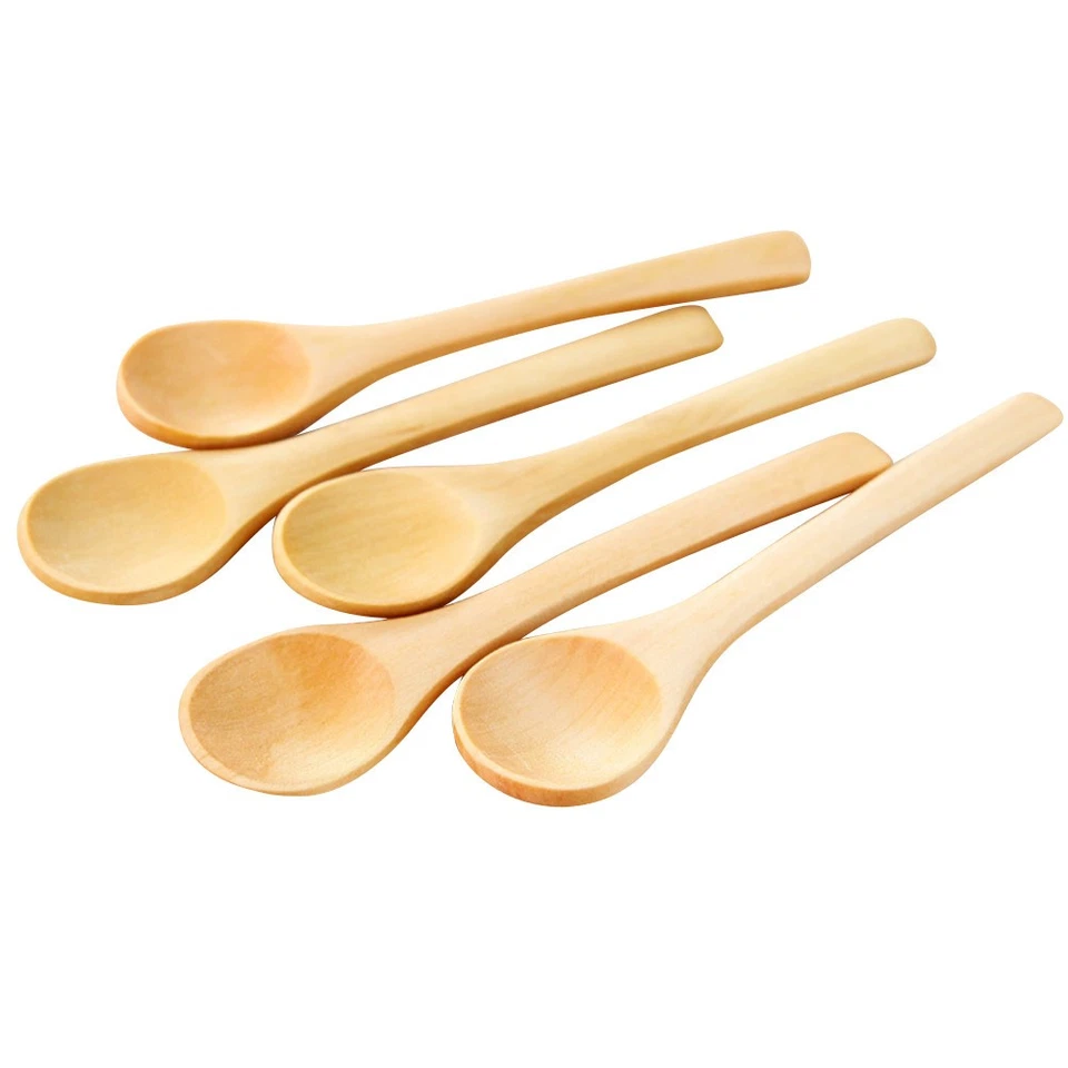 10 Pcs Wood Spoons Cooking Kitchen Soup Seasoning Honey Dessert Tableware - Image 4 of 4
