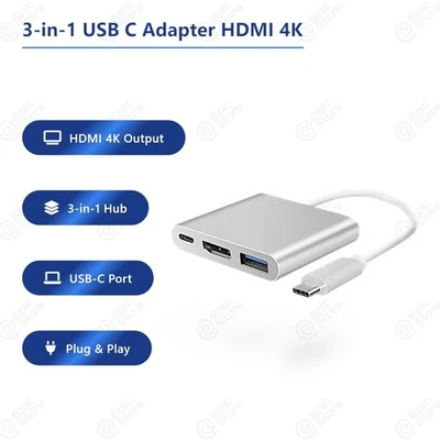 MARKENLOS Adattatore Hub USB C 3IN1 Type-C a USB HDMI 4K HD TV PD Cavo per Mac Samsung PS