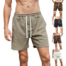 Men's Summer Beach Shorts Men's Retro Elastic Waist Sports Loose Casual Pants
