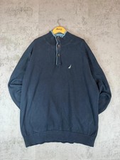 Nautica Navy Henley Knit Jumper   Size XL