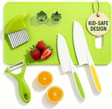 Kids Cooking Set 7 Pieces with Safe Knives Baking and Kitchen Tools for Toddlers