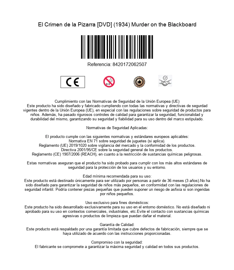 El Crimen de la Pizarra [DVD] (1934) Murder on the Blackboard - Imagen 4 de 4