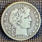 1902 Barber Silver Half Dollar - VF Condition