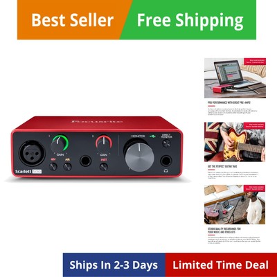 Scarlett Solo 3rd Gen USB Audio Interface for Guitarists, Vocalists, Podcaste...
