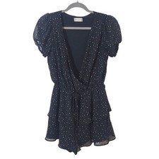 Altar  d State Black Floral Romper with White Accents Size Small