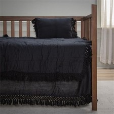 Pemberly Row 38" X 50" Black Solid Cotton/Polyester Toddler Quilt