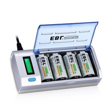 4 Counts D Cells 10000mAh Rechargeable Batteries + C D 9V AA AAA Battery Charger