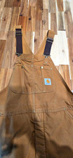 Carhartt Men's Brown Cotton Canvas Work Bib Overalls 40x28 Construction