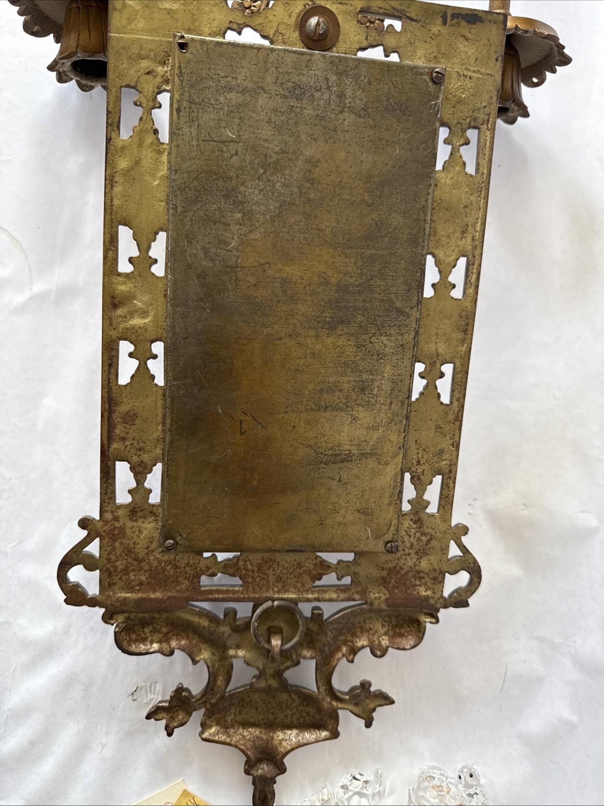 Antique Bradley & Hubbard Brass/Bronze Glass Mirror 2 Candle Wall Sconce
