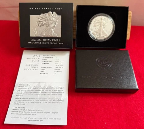 2023 US Mint American Eagle 99.9% Silver "PROOF"Coin (W) West Point Mint COA