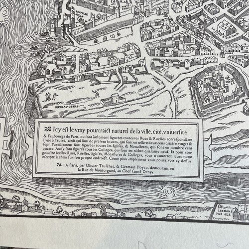 Plan de Paris Reproduction Truchet et Hoyau dit plan de Bâle 1550 Sur VERGÉ RARE - Photo 3/21