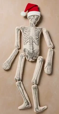 John Derian Target 63" Stuffed Fabric Skeleton with Santa Hat