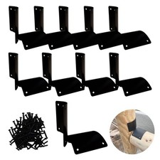 10 PCS 90 Dgree Round Wood Post Fence Brackets Black Heavy Duty Round Rail Fe...