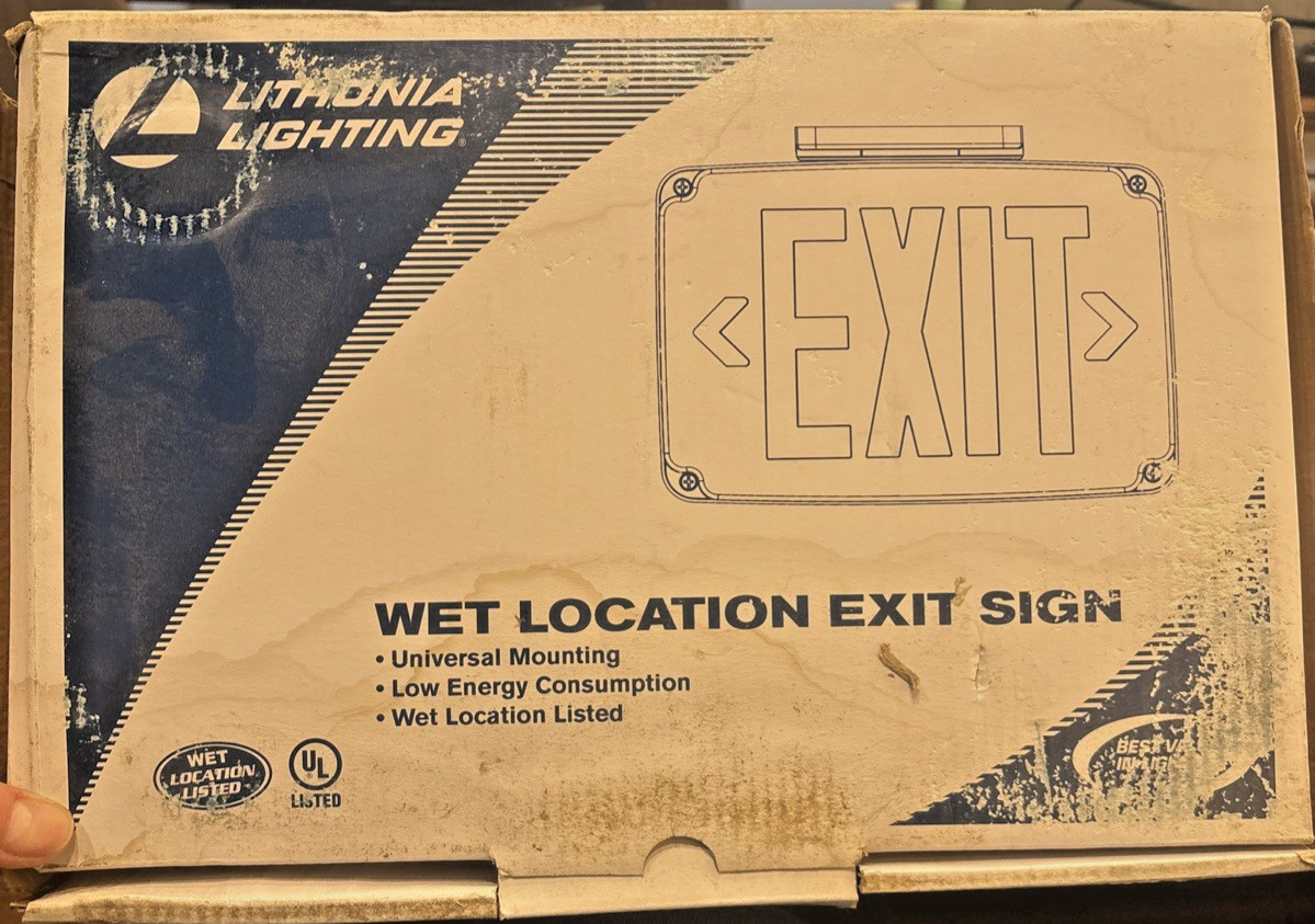 Lithonia Wet Location 1-Sided Exit Sign LED NiCad Battery WLTE W 1 R EL M6