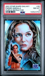 Padme Amidala 2021 Topps Chrome Star Wars Galaxy #40 Purple Refractor /25 PSA 8