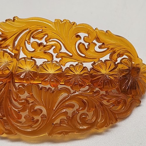 Vintage Carved faux Tortoiseshell Hair Barrette Spanish mantilla