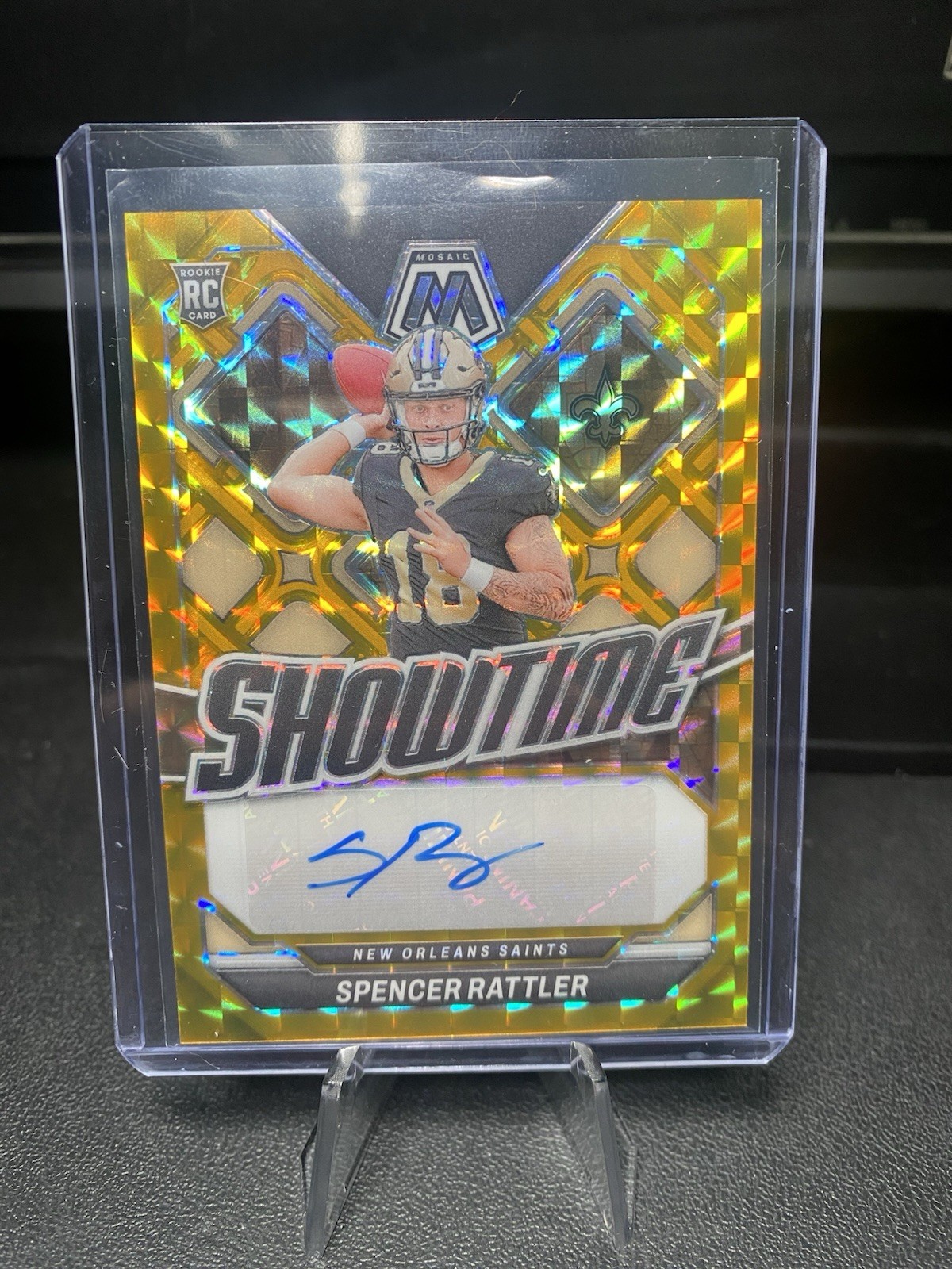 2024 Spencer Rattler Mosaic Showtime Auto Gold 4/10 #SS-SRR