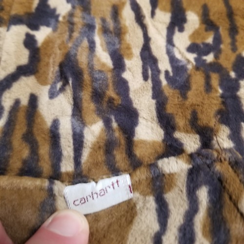 Vtg 767 Carhartt Mossy Oak Velour Polar Fleece Hooded Zip Jacket XL USA Rare - Picture 4 of 15