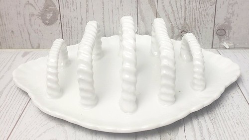 Toast Holder White Ceramic Twisted Rope Design Vintage Elegant 4 Piece