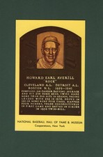 H. EARL AVERILL, Indians/Tigers+ ~ 1976-77 HOF postcard Curteichcolor BLACK ink