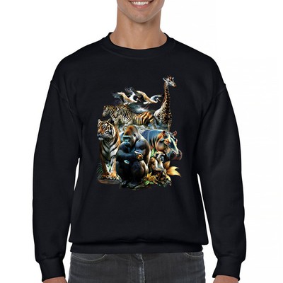 Zoo Collage Sweatshirt Gorilla Jungle Safari Wildlife Animals Nature Crewneck