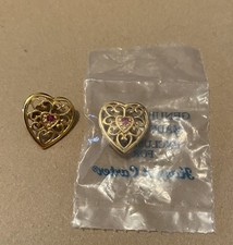 2 Harriet Carter Genuine Ruby Valentine Heart Lapel Pins USA