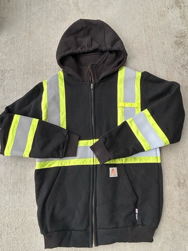 Excellent! Men's BOCOMAL FR (Flame Resistant HI-VIS HOODIE Full-Zip Jacket Small - Picture 1 of 10