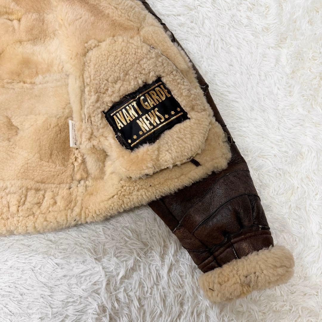 [Rare piece] Real shearling jacket patchwork belt… - image 7