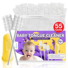 Trueocity Baby Tongue Cleaner Newborn   55 Count Pack of 1 , White/Green