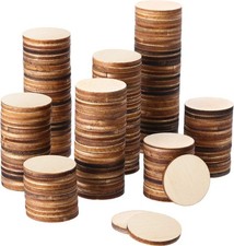 Boao 200 Pieces 1 Inch Unfinished Wood Slices Round Disc Circle 200 