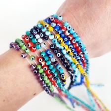 100 Pcs 4 mm Round Shape Turkish Evil Eye Beads, Blue Red Green Black Evil Eye