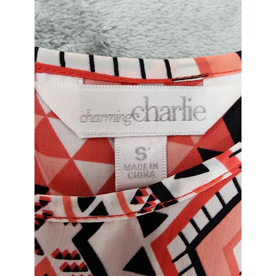 Charming Charlie без рукавов мини Skater платье размер S розовый черный геометрический Aztec - Изображение 3 из 4