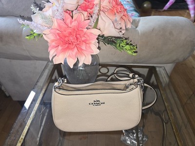 Coach Teri Hobo Bag Shoulder Crossbody Pebbled Leather Sandy Beige