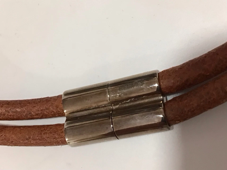 爱马仕签名皮革/金属项圈项链 — 第 3/4 张图片