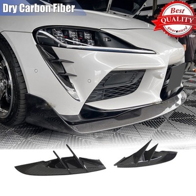 For Toyota Supra GR A90 A91 MK5 Dry Carbon Front Bumper Canards