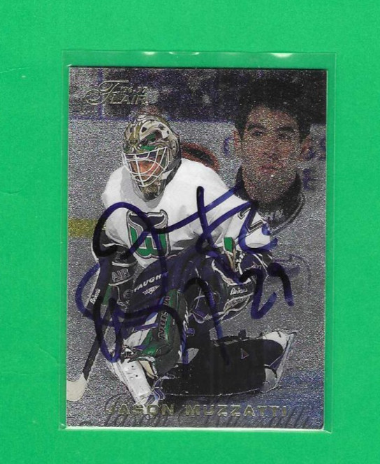 JASON MUZZATTI 1996-97 FLAIR HARTFORD WHALERS AUTOGRAPH CARD