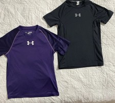 Lot of 2 - Youth Under Armour Short Sleeve Shirts, Small, YSM, UA