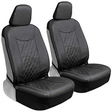 Motor Trend Faux Leather Car Seat Covers   Premium Automotive Black Stitched