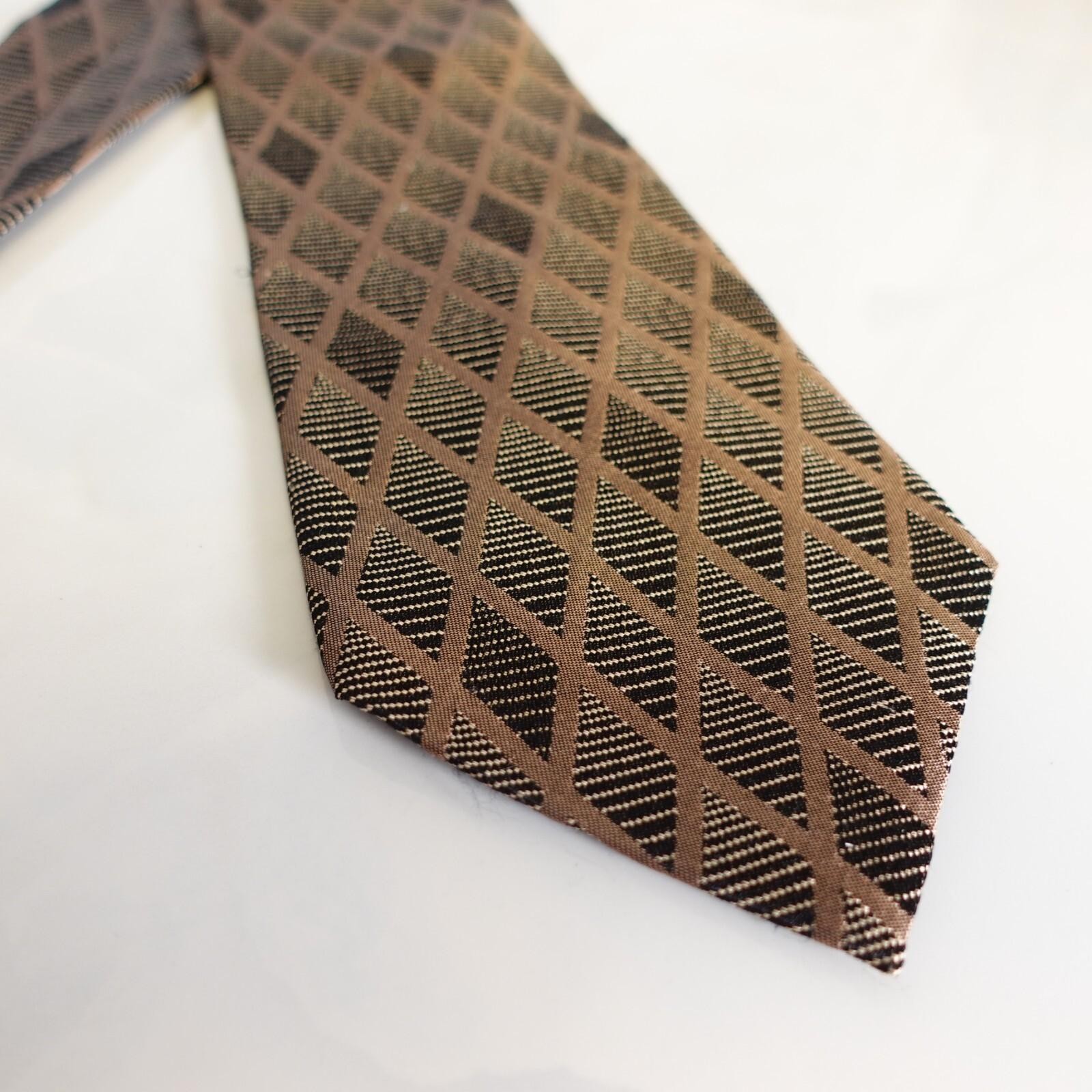 Bugatti Neck Tie Men Brown Solid Silk Designer Ar… - image 5